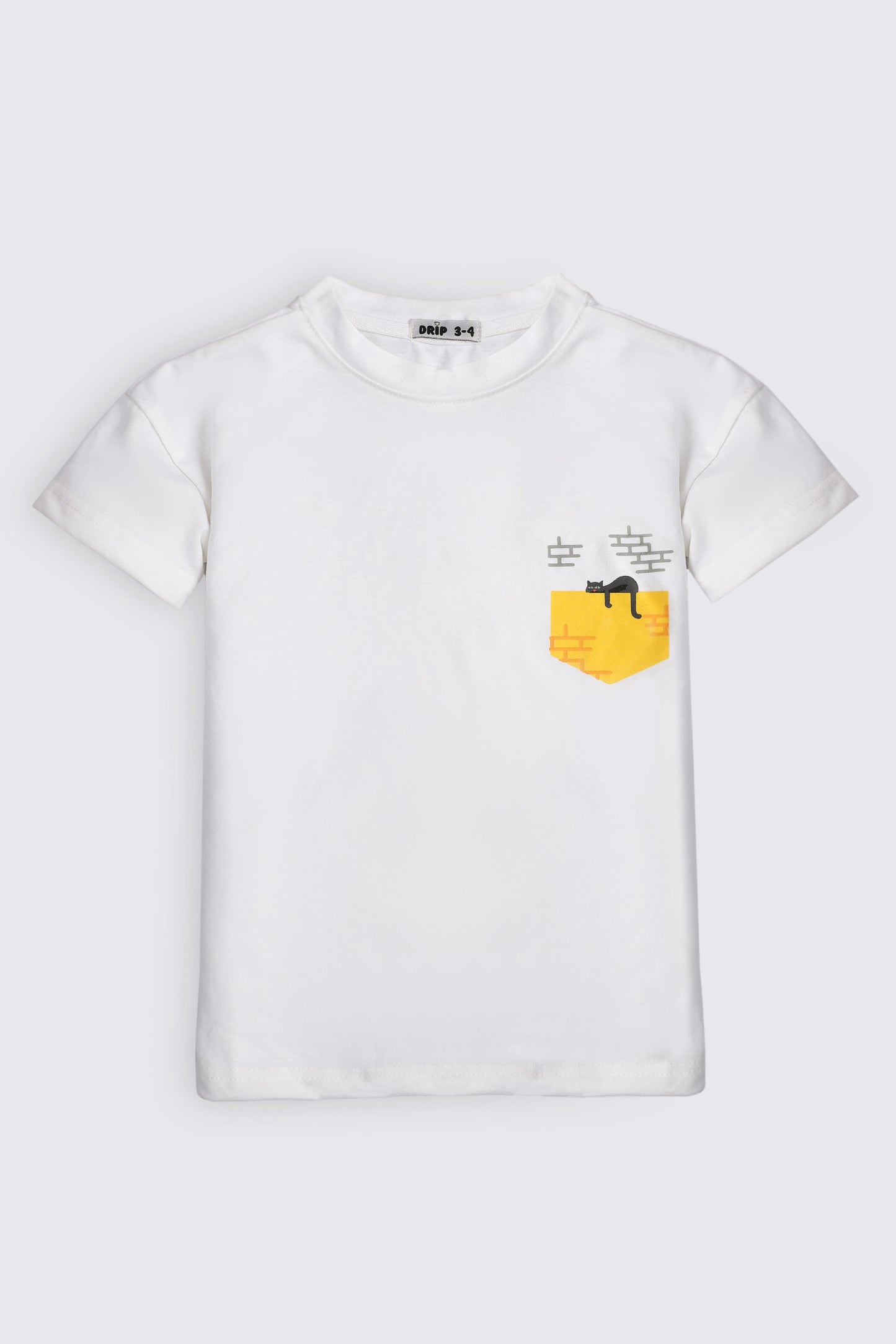 Boys White sleeping cat tee