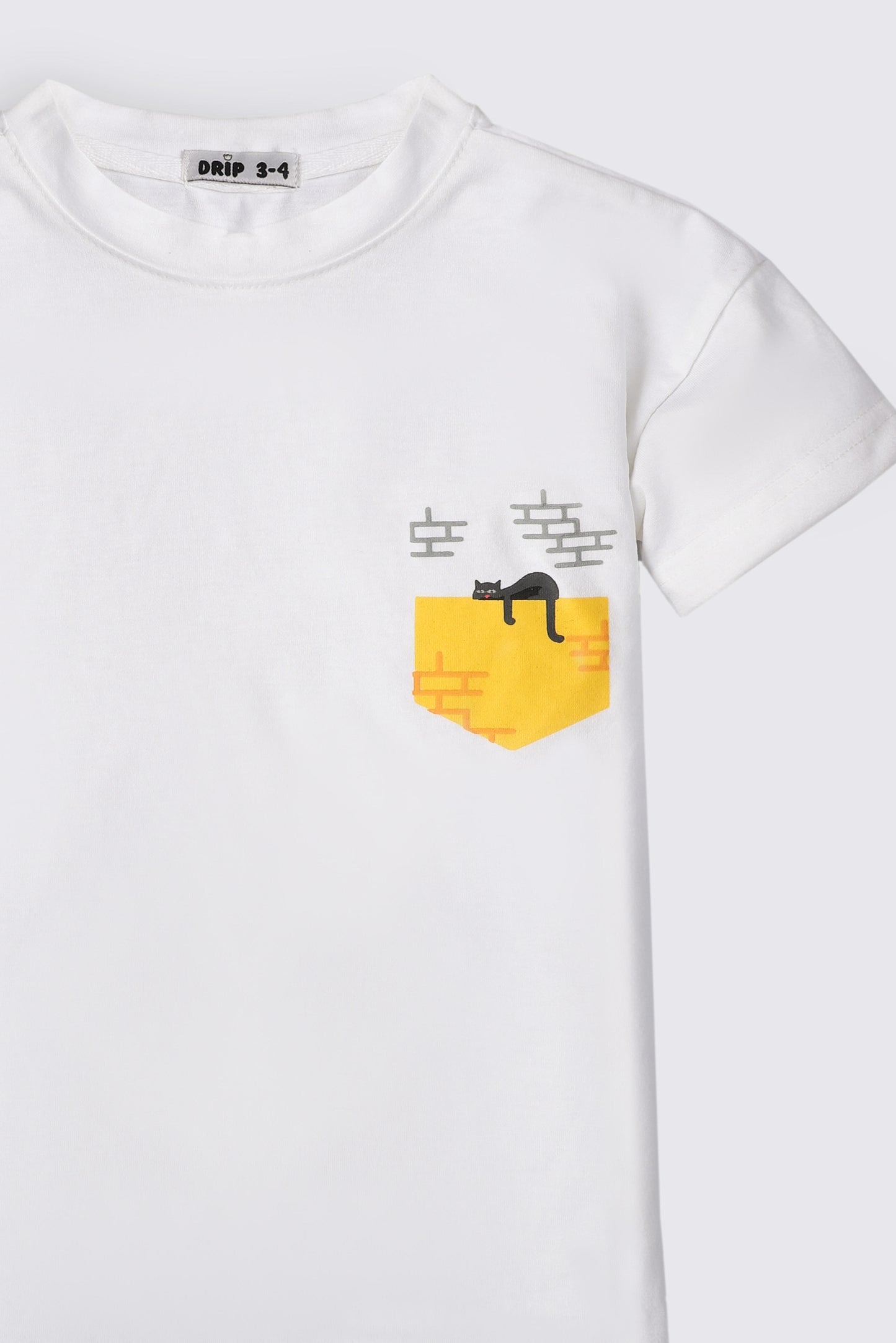 Girls White Sleeping Cat Tee