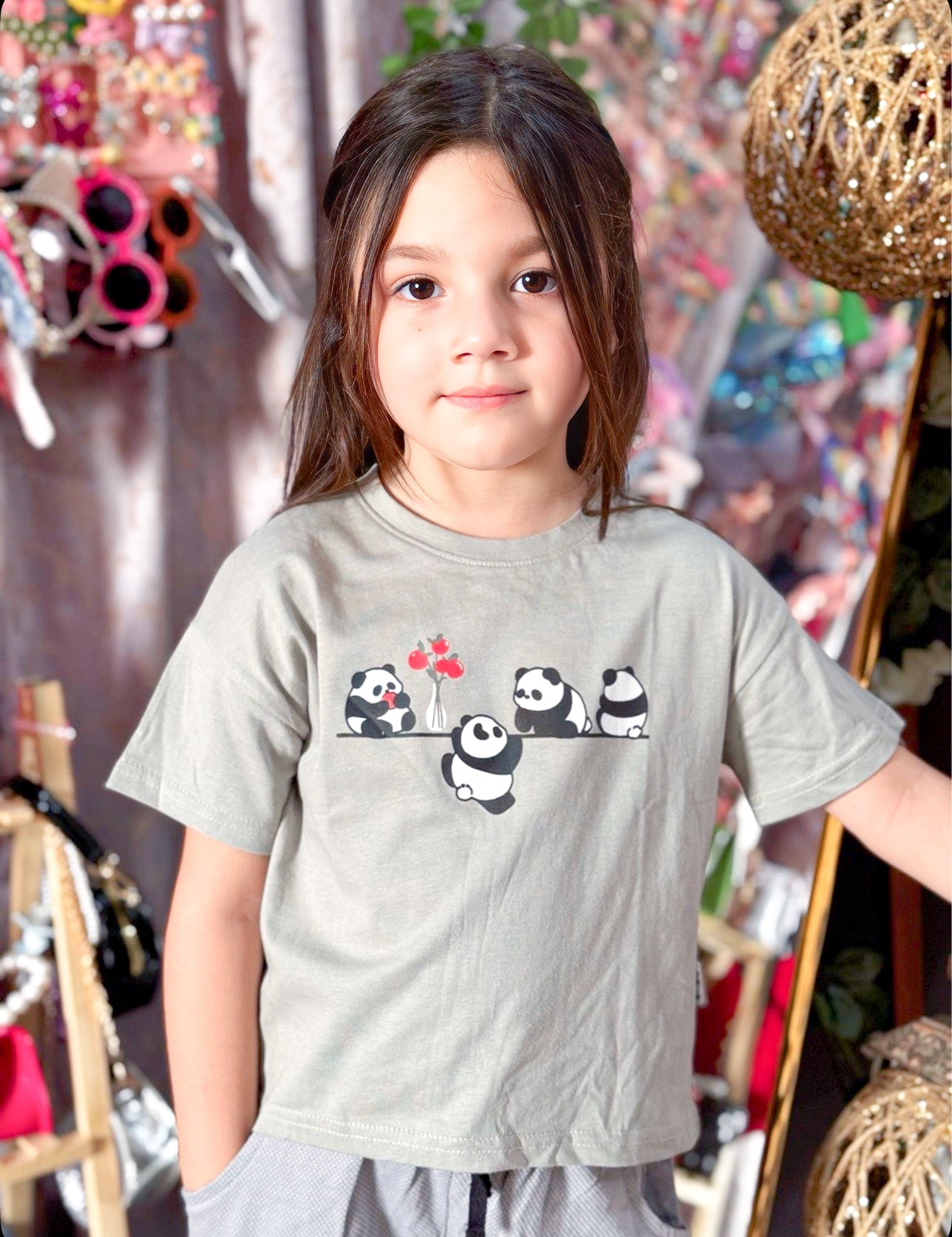Girls Panda Crop Top