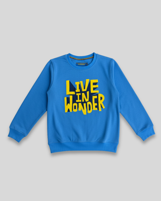 Inspiring "Live in Wonder" Graphic Fleece Sweatshirt