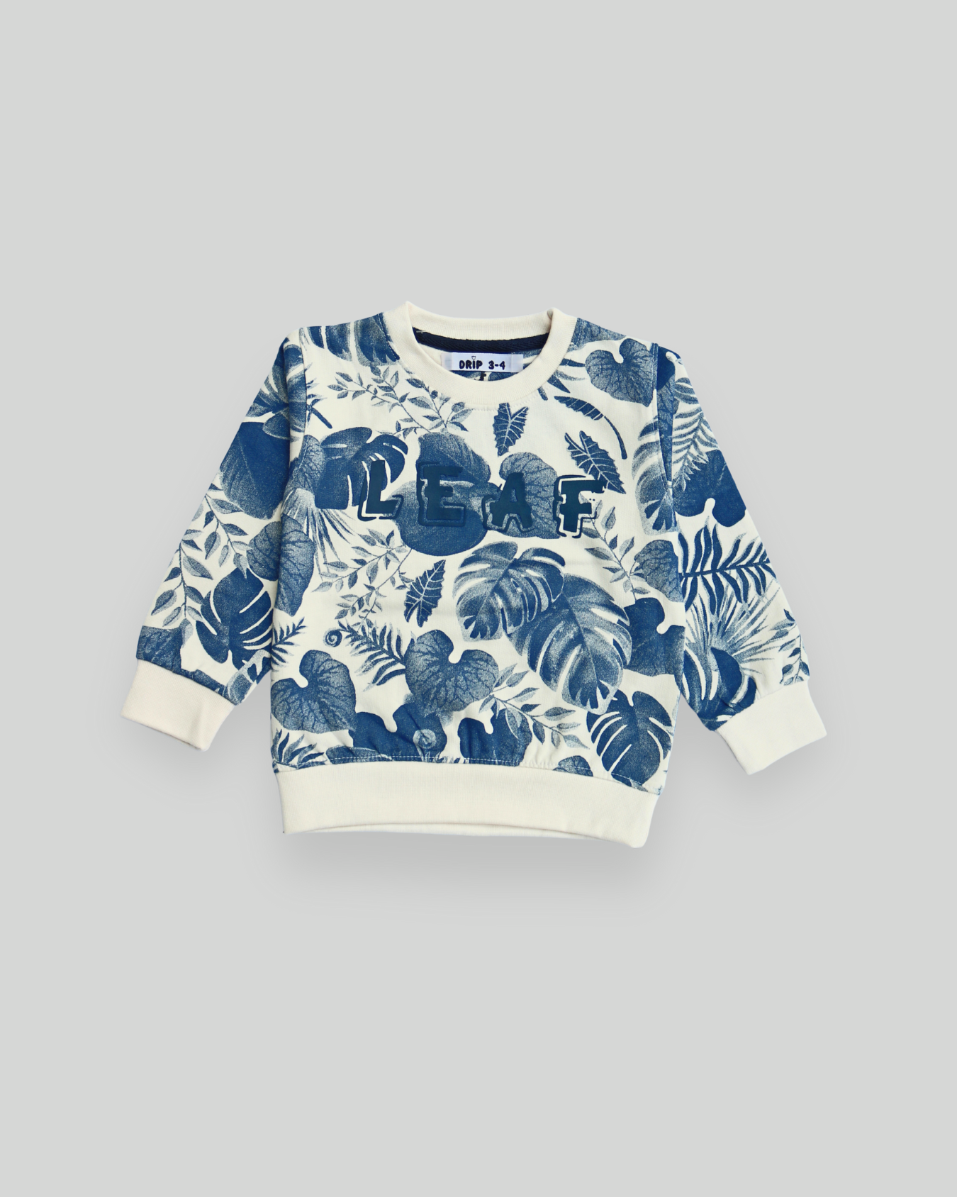 Trendy Botanical Leaf Print Fleece Sweatshirt