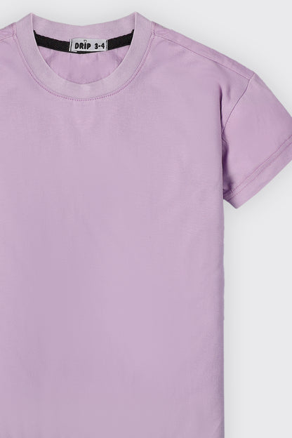 Girls Basic Lavender drop shoulder