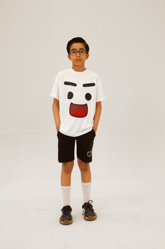 Boys White smily face tee