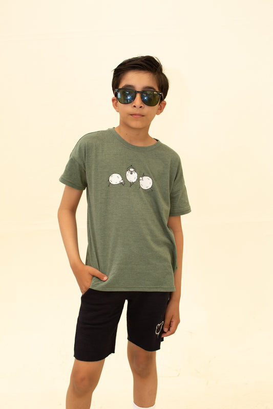 Boys Yoga sheep graphic tee