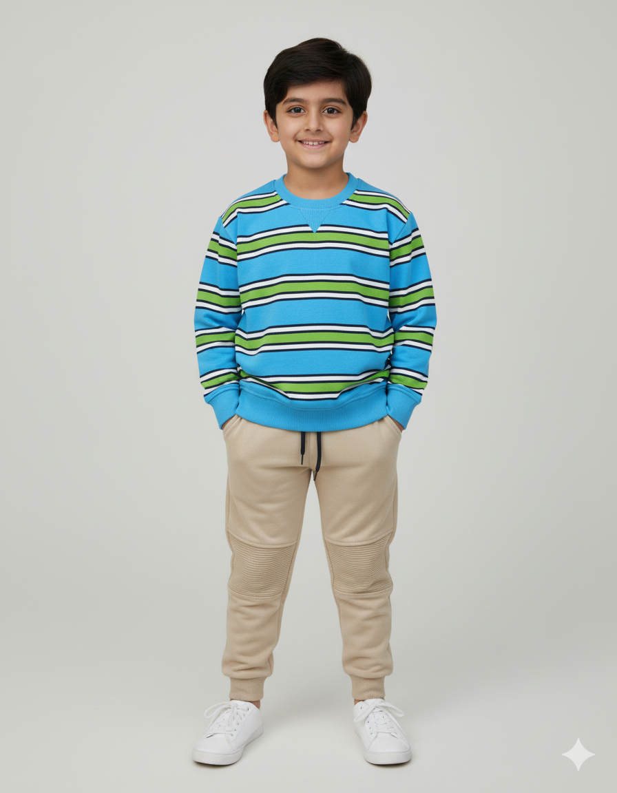 Boys Vibrant Stripe Fleece Sweatshirt