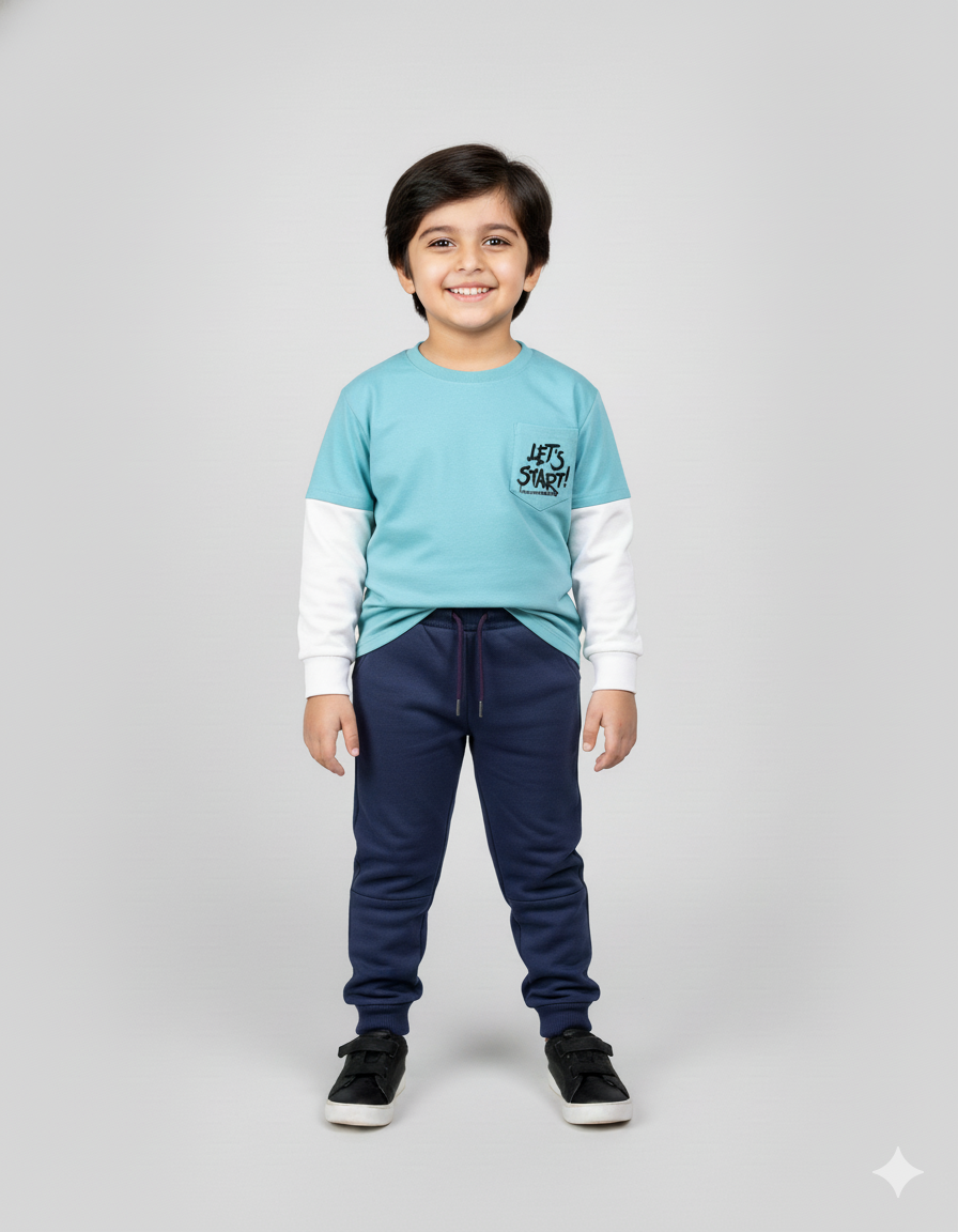 Boys Terry Jersey "Let's Start!" Sweatshirt