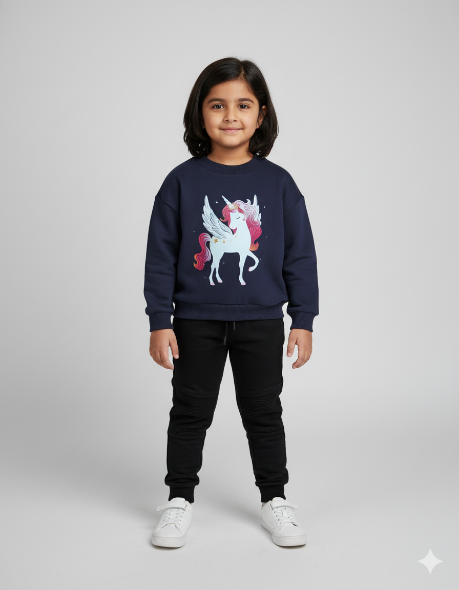 Girls Magical Unicorn Print Fleece Sweatshirt