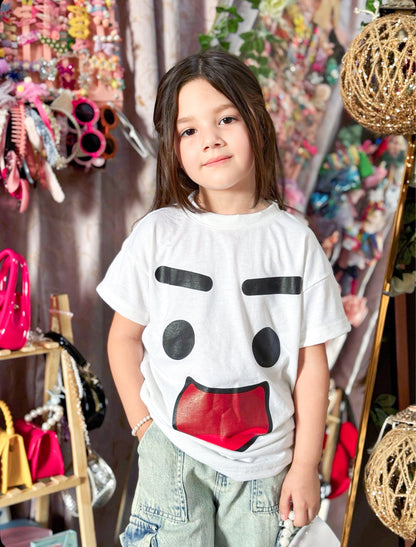 Girls White smiley Face Tee