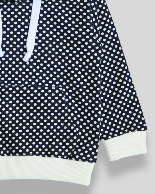 Girls Polka Dot Cotton Fleece Hoodie