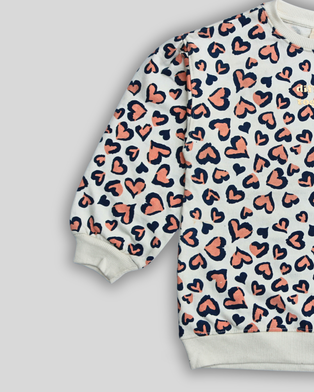 Girls Cozy Heart Print Fleece Sweatshirt