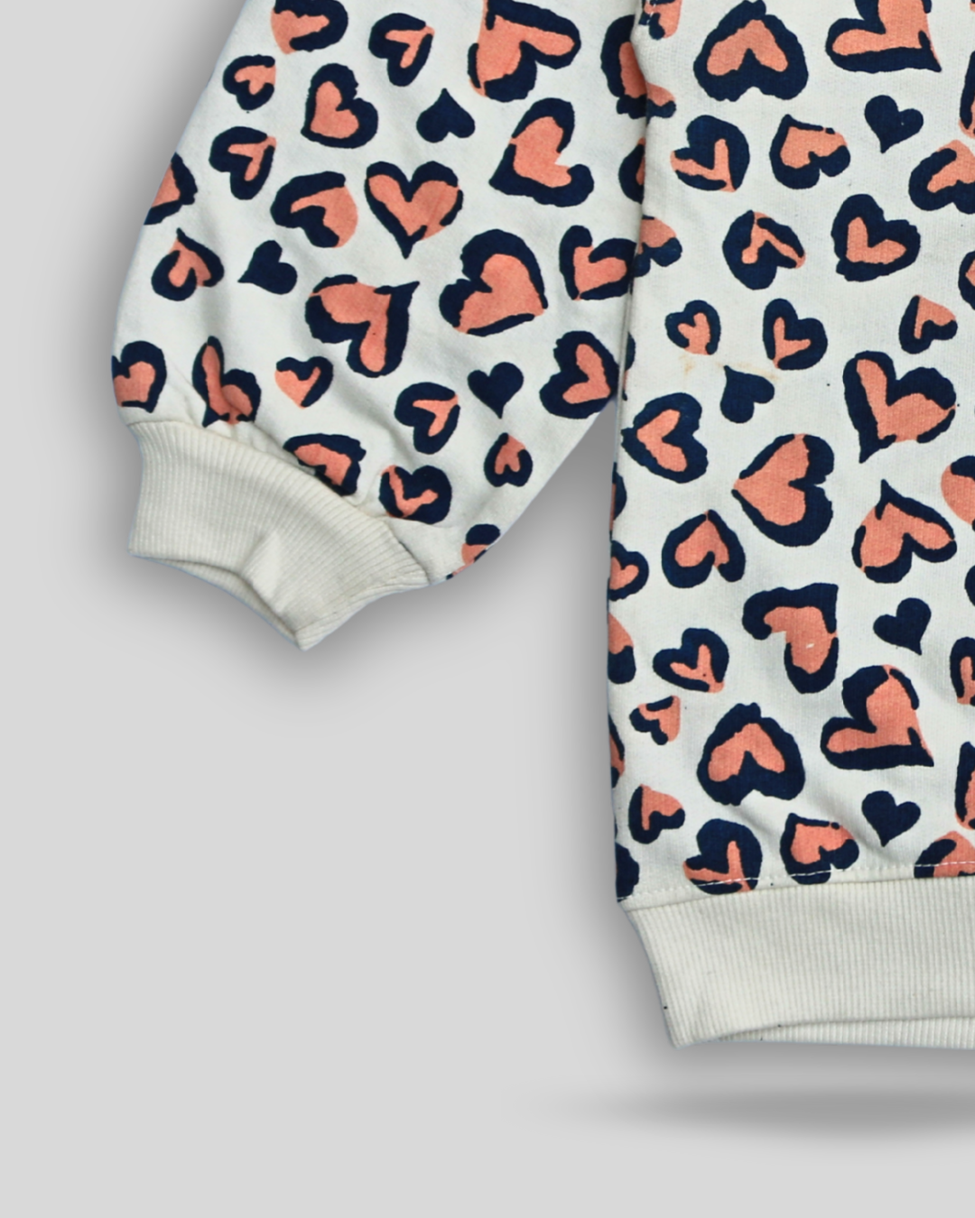 Girls Cozy Heart Print Fleece Sweatshirt