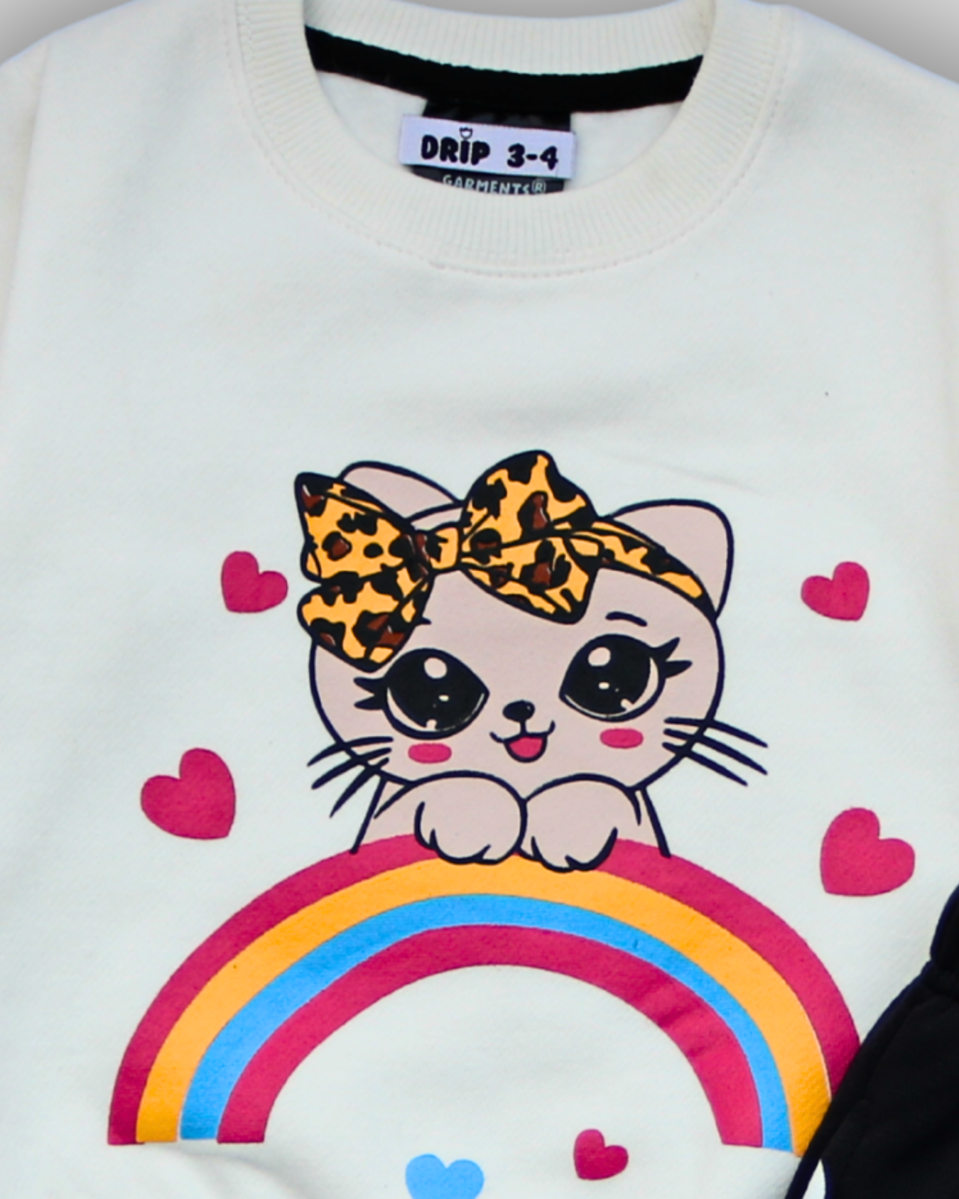 Girls Cozy Cat & Rainbow Fleece Co-ord Set