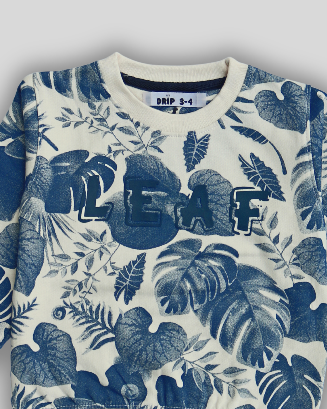 Trendy Botanical Leaf Print Fleece Sweatshirt