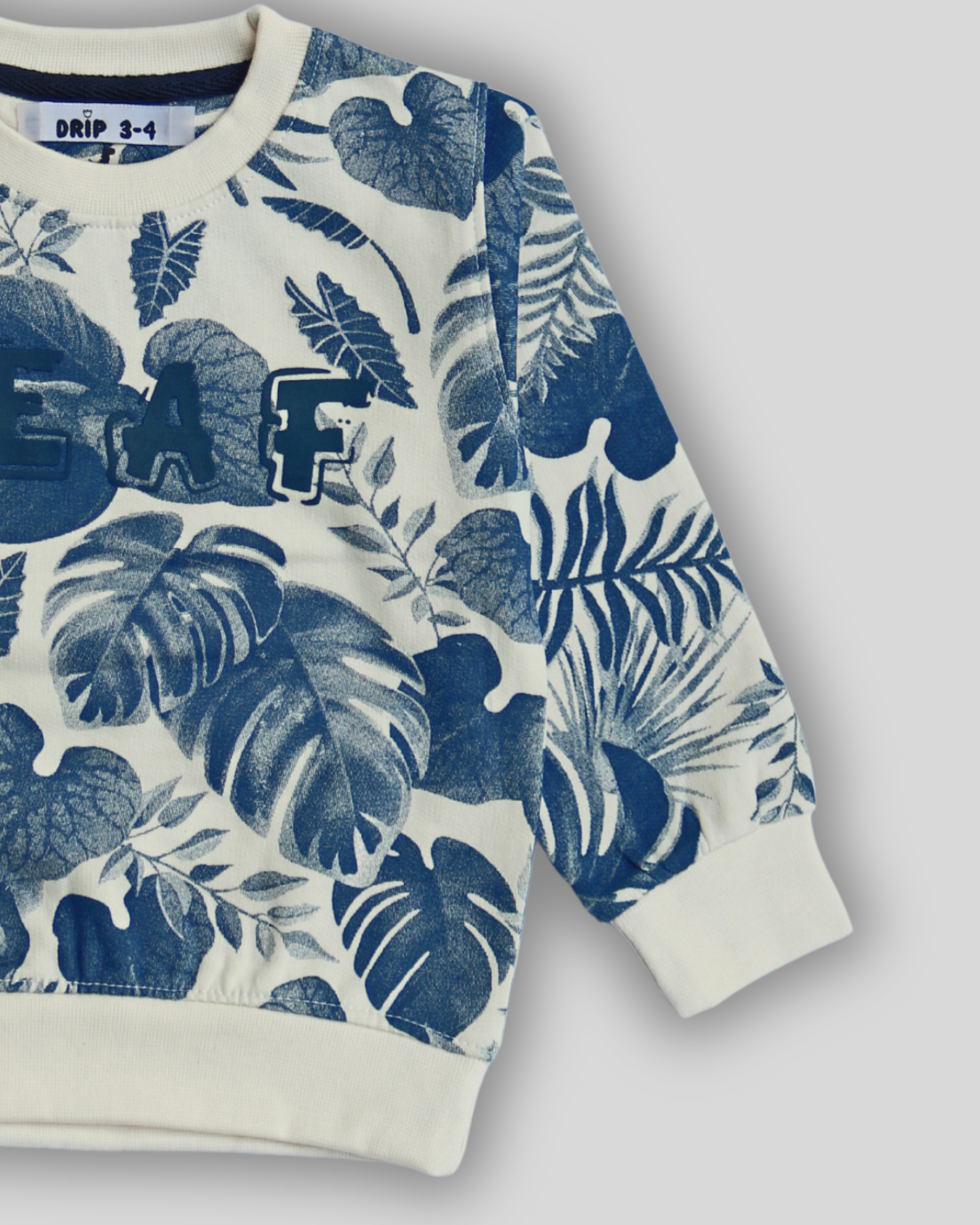 Trendy Botanical Leaf Print Fleece Sweatshirt