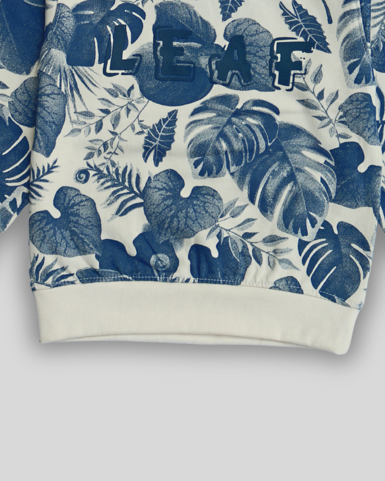 Trendy Botanical Leaf Print Fleece Sweatshirt